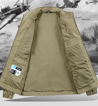 Men’s Lightweight Stand Collar Jacket – Casual Zip Outerwear