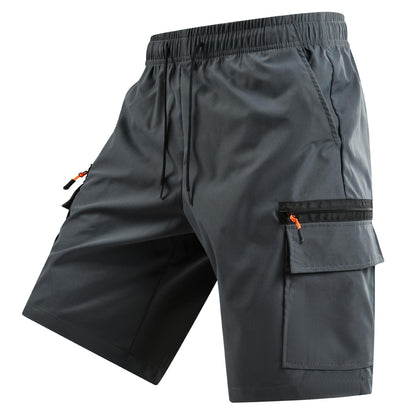 Men's Elastic Waist Cargo Shorts, Summer Breathable Multi-Pocket Casual Shorts for Outdoor & Daily