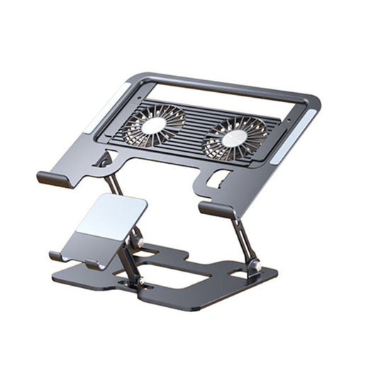 2-in-1 Adjustable Laptop Stand with Phone Holder - Ergonomic Carbon Steel Desk Riser