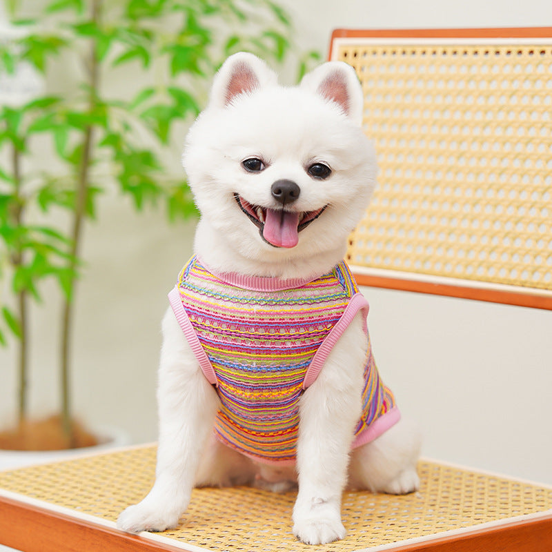 Summer Breeze Striped Pet Harness Shirt