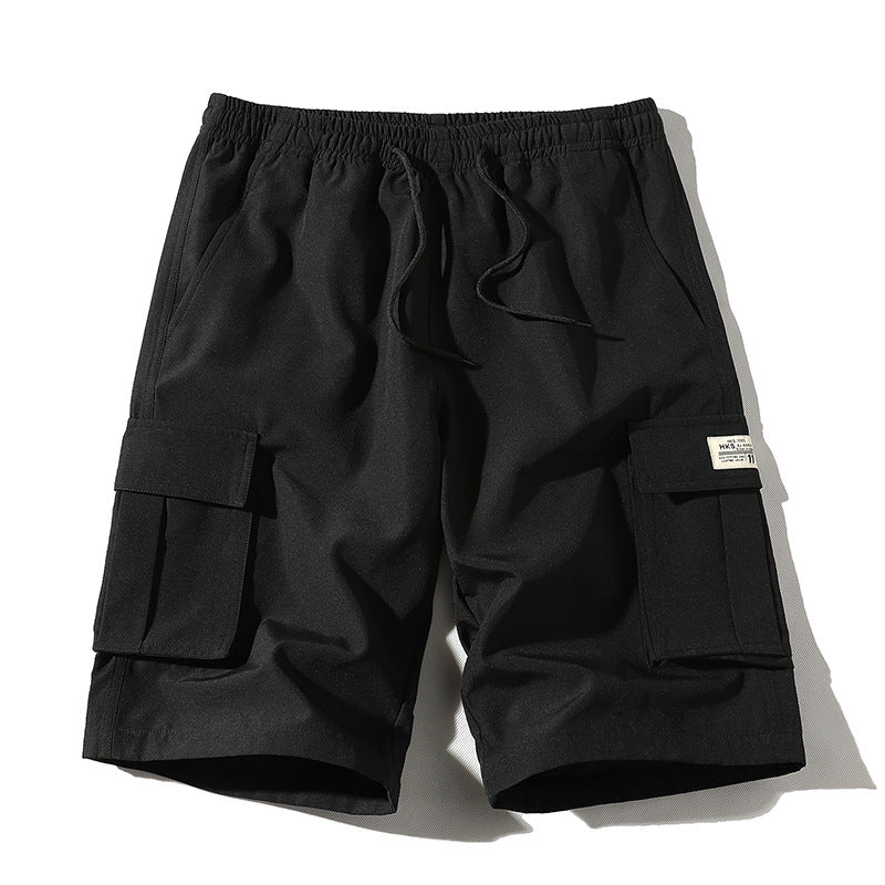 Men's Elastic Waist Cargo Shorts - Casual Summer Drawstring Work Hiking Outdoor Shorts with Multi-Pocket