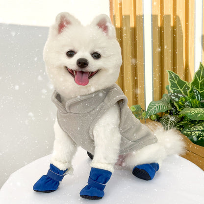 4PCS Plush Lined Dog Snow Boots-Warm, Secure & Winter-Ready Protection for Your Pet