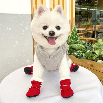4PCS Plush Lined Dog Snow Boots-Warm, Secure & Winter-Ready Protection for Your Pet