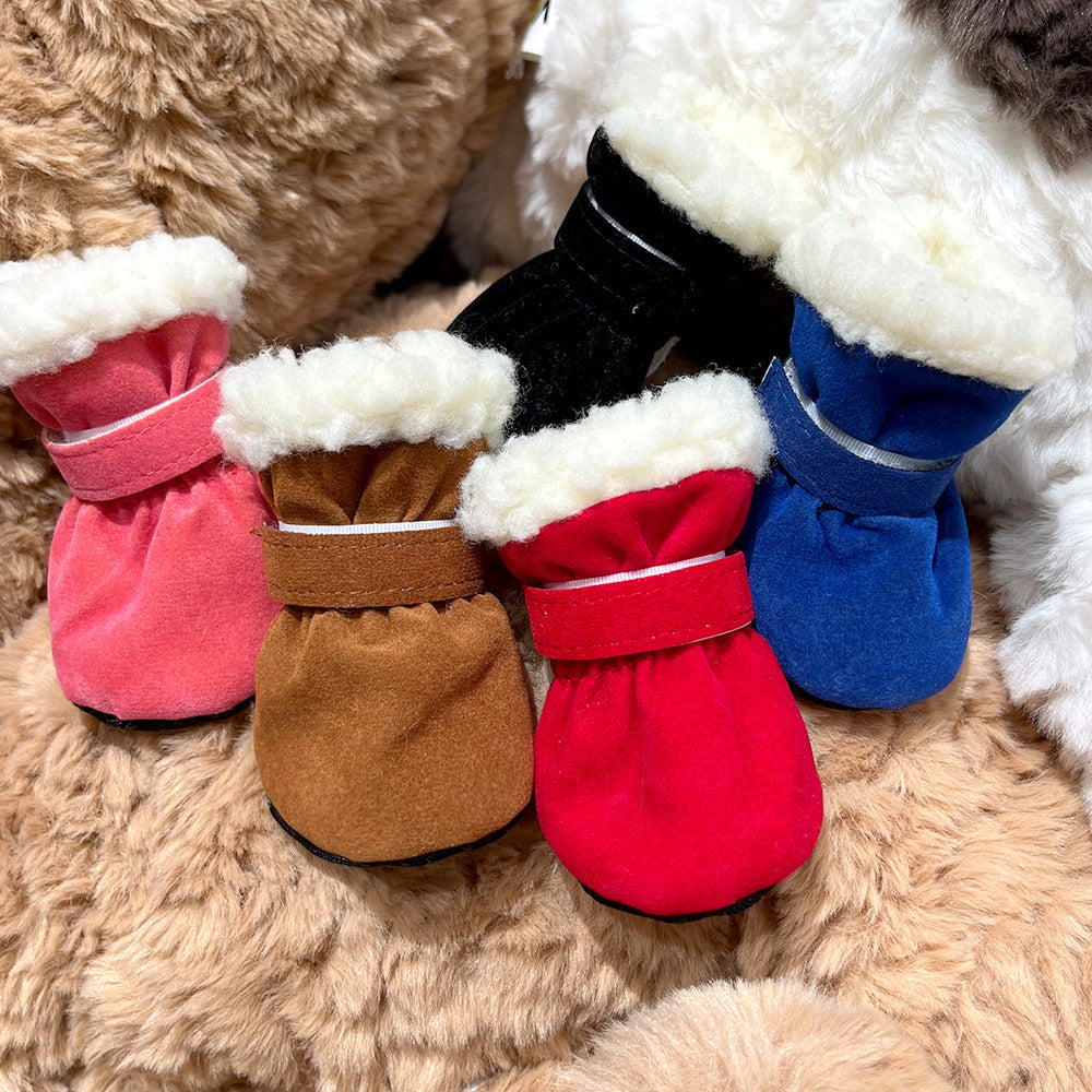 4PCS Plush Lined Dog Snow Boots-Warm, Secure & Winter-Ready Protection for Your Pet