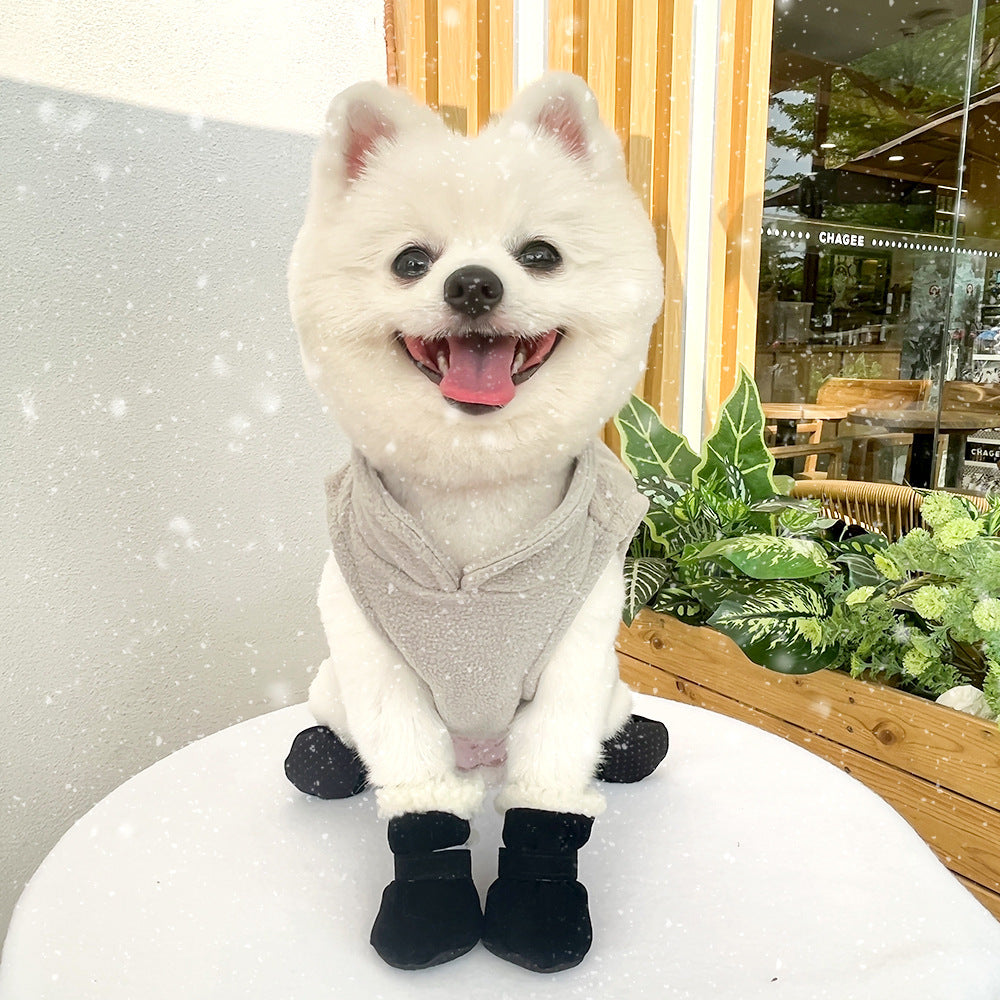 4PCS Plush Lined Dog Snow Boots-Warm, Secure & Winter-Ready Protection for Your Pet