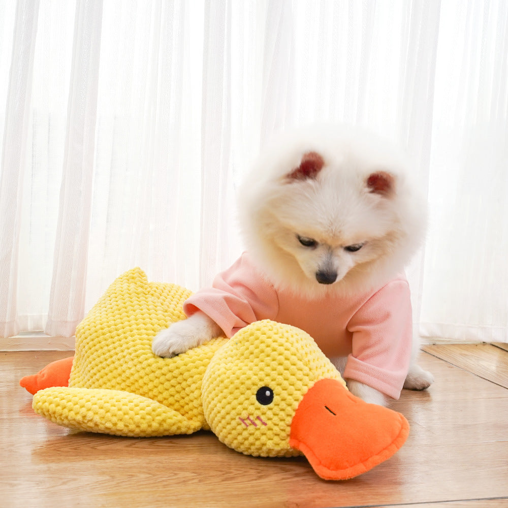 Quacking Duck Dog Toy - Upgraded Calming Soft Plush Stuffed Toy for Anxiety Relief