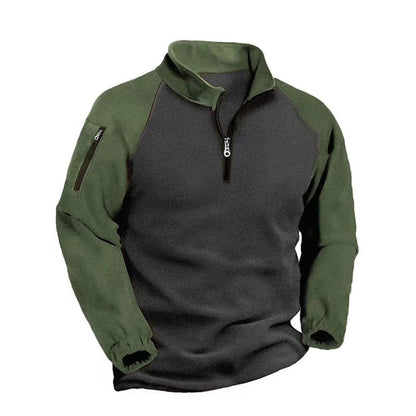 Men's Quarter-Zip Fleece Pullover with Sleeve Pocket