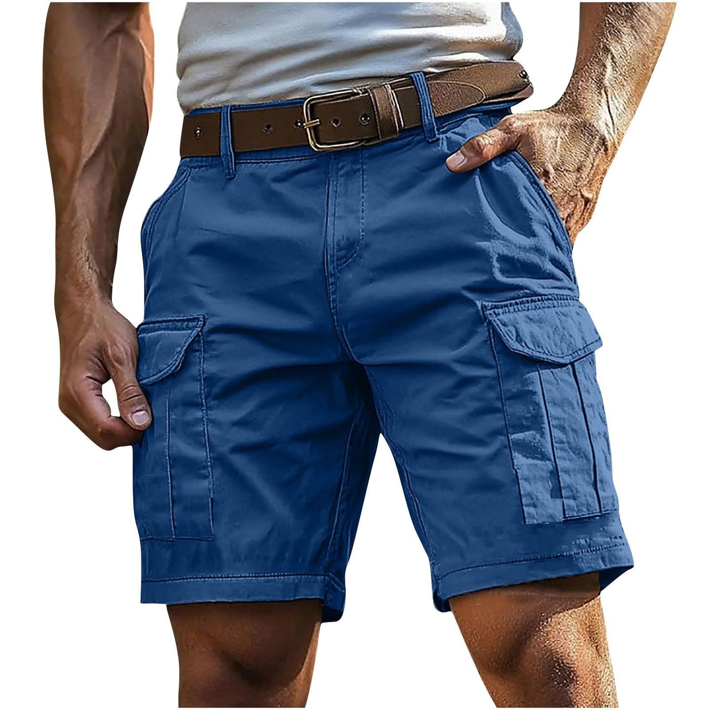 Men's Fashion High Waisted Workwear Shorts Summer Casual Sport Multi-Pocket