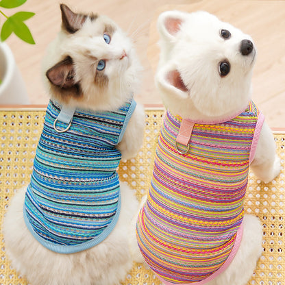 Summer Breeze Striped Pet Harness Shirt