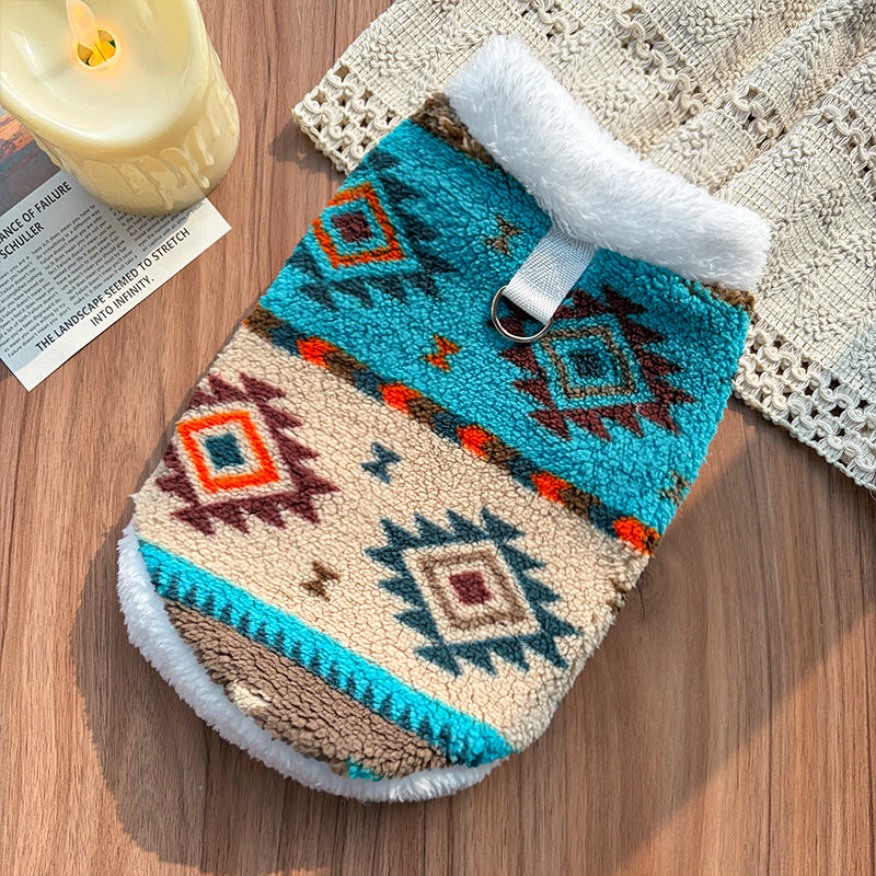 Fair Isle Style Pet Clothes - Warm Fleece Outfit for Cats & Dogs