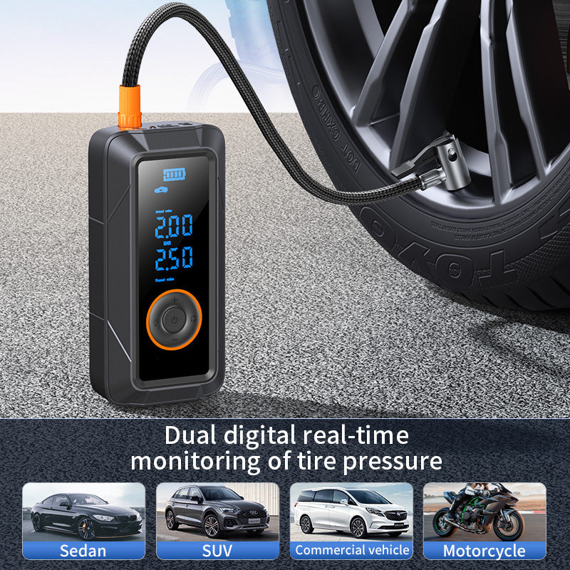 Mini Portable Digital Car Tire Inflator - Large Screen Fast Inflation