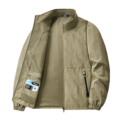 Men’s Lightweight Stand Collar Jacket – Casual Zip Outerwear