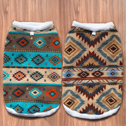 Fair Isle Style Pet Clothes - Warm Fleece Outfit for Cats & Dogs