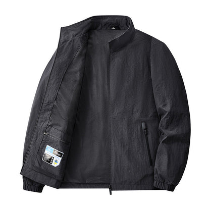 Men’s Lightweight Stand Collar Jacket – Casual Zip Outerwear
