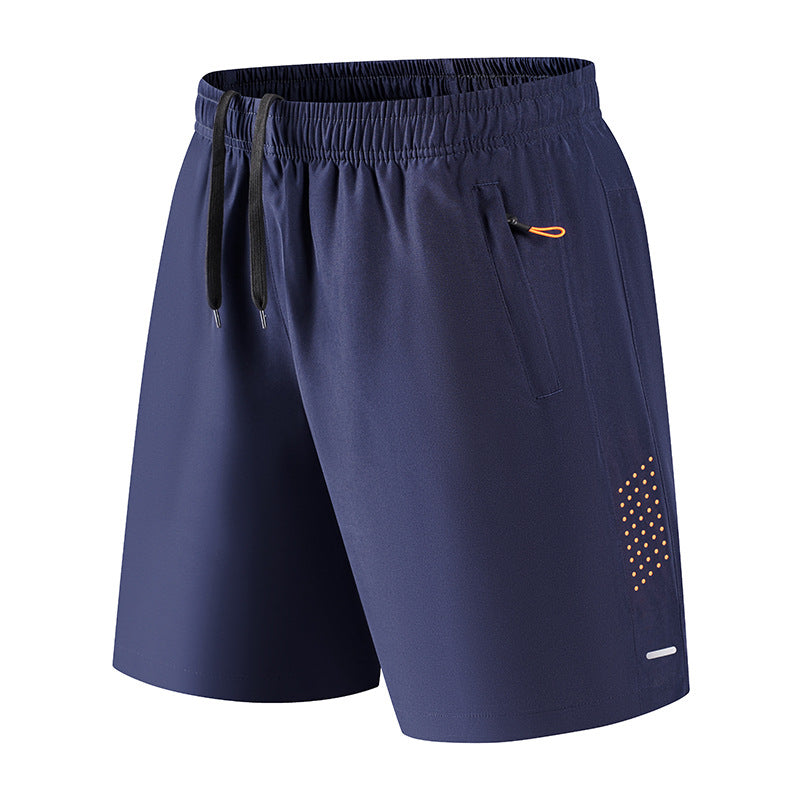 Men's Quick-Dry Athletic Shorts, Breathable Elastic Workout Shorts, Lightweight Running & Gym Shorts with Zipper Pockets, Casual Summer Sports Shorts for Outdoor Activities