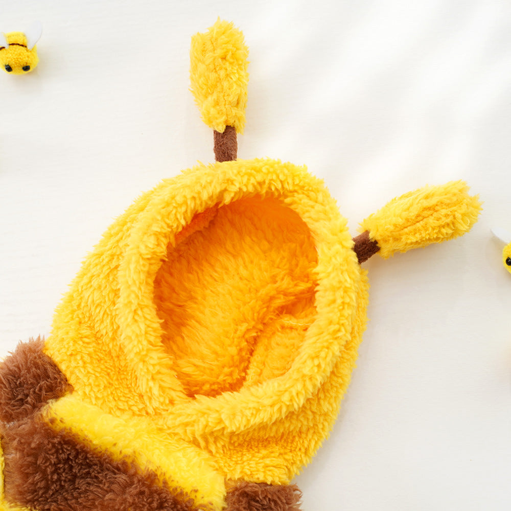 Cute Fluffy Bee Pet Costume - Warm Fleece Dog/Cat Outfit