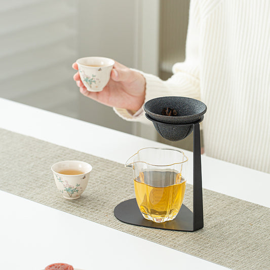 🏺 Ceramic Stone One-Piece Non-Porous Tea & Coffee Filter with Metal Holder