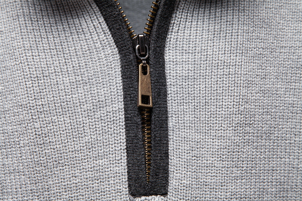 Men's Colorblock Quarter Zip Business Casual Sweater