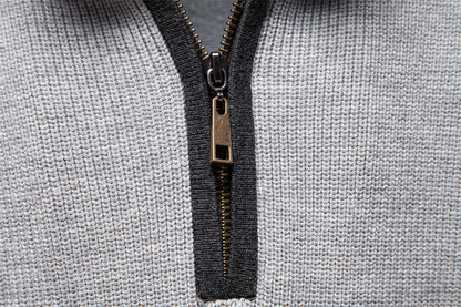 Men's Colorblock Quarter Zip Business Casual Sweater