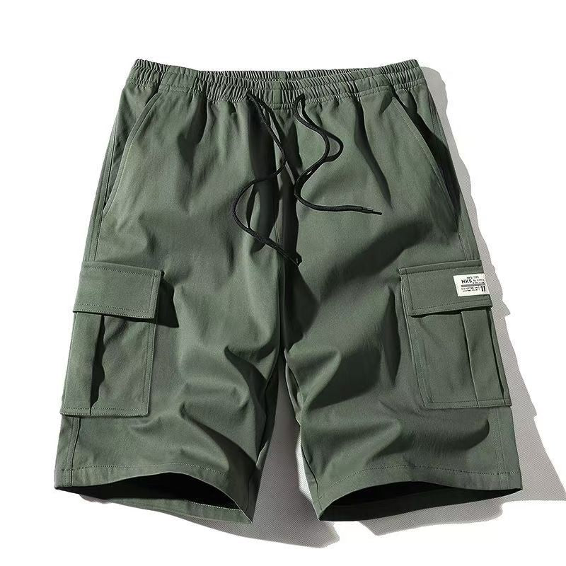 Men's Elastic Waist Cargo Shorts - Casual Summer Drawstring Work Hiking Outdoor Shorts with Multi-Pocket