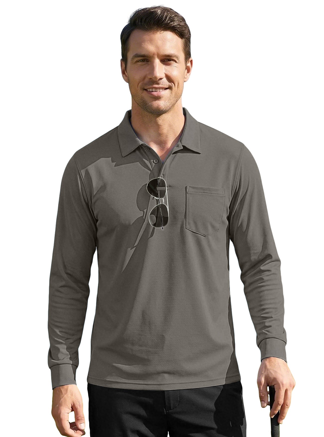 Men's Quick-Dry Birdseye Long-Sleeve Polo