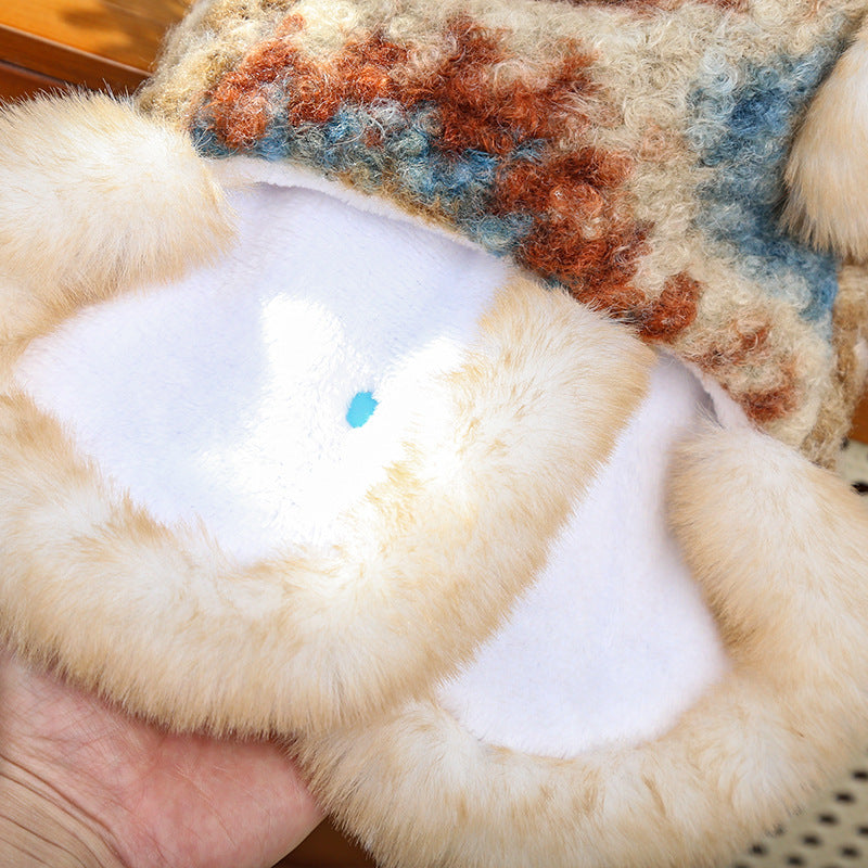 Winter Warm Pet Fair Isle Fleece Cardigan Vest - Dog Coat for Bichon/Teddy