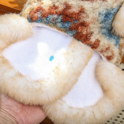 Winter Warm Pet Fair Isle Fleece Cardigan Vest - Dog Coat for Bichon/Teddy