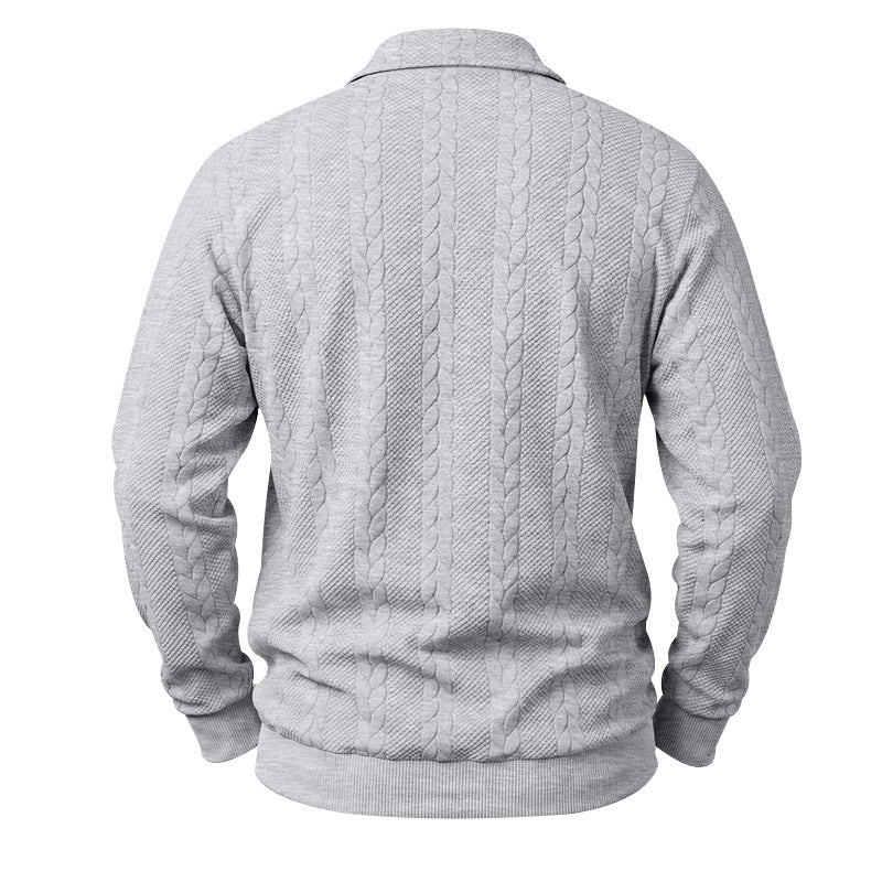 Men's Textured Knit Polo Sweater