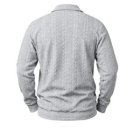 Men's Textured Knit Polo Sweater