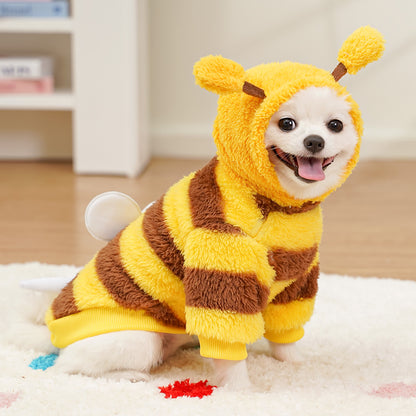 Cute Fluffy Bee Pet Costume - Warm Fleece Dog/Cat Outfit
