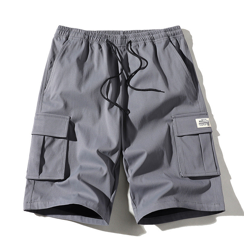 Men's Elastic Waist Cargo Shorts - Casual Summer Drawstring Work Hiking Outdoor Shorts with Multi-Pocket