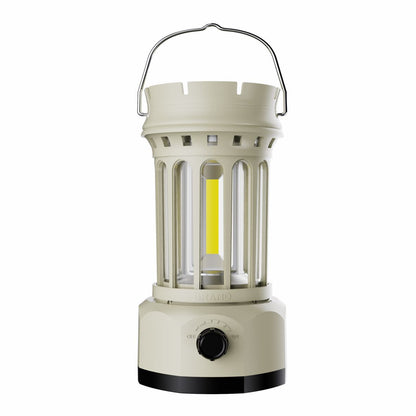 Vintage Retro LED Camping Lantern with Solar Panel & Dimmable Knob - COB Portable Tent Light