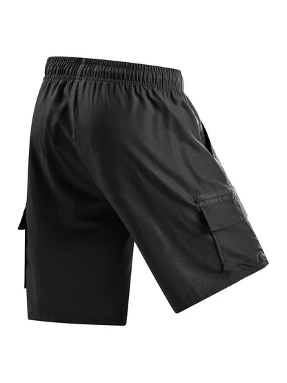 Men's Elastic Waist Cargo Shorts, Summer Breathable Multi-Pocket Casual Shorts for Outdoor & Daily