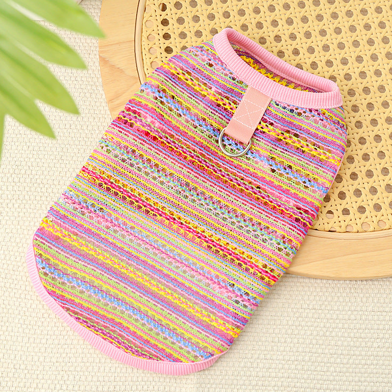 Summer Breeze Striped Pet Harness Shirt