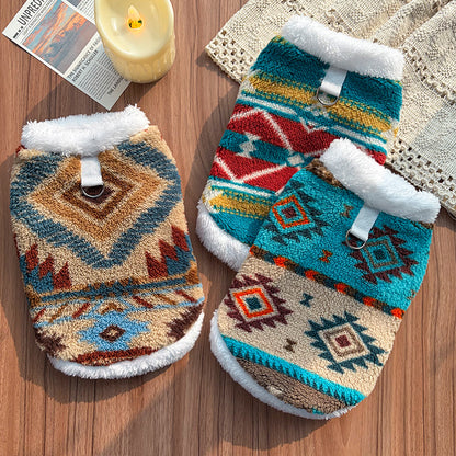 Fair Isle Style Pet Clothes - Warm Fleece Outfit for Cats & Dogs