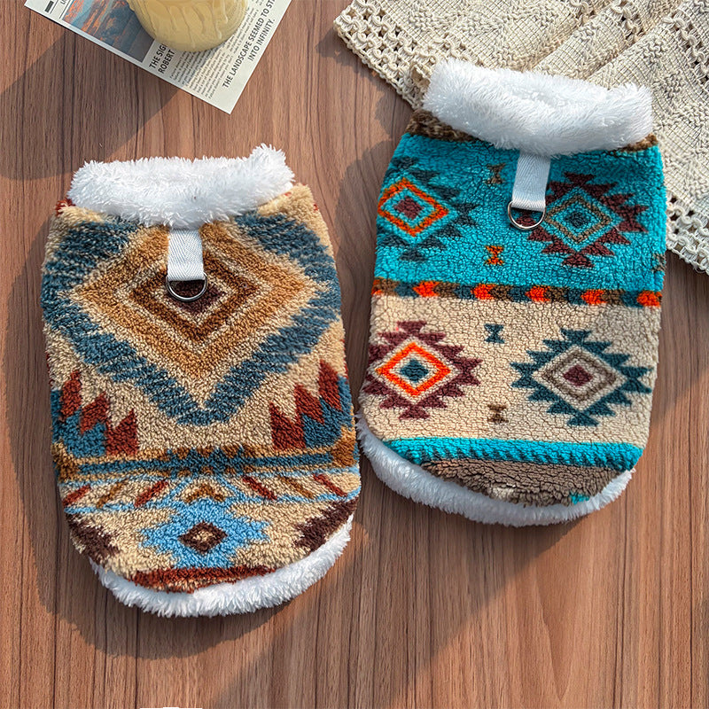 Fair Isle Style Pet Clothes - Warm Fleece Outfit for Cats & Dogs