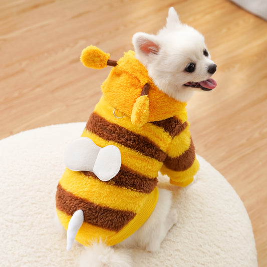 Cute Fluffy Bee Pet Costume - Warm Fleece Dog/Cat Outfit