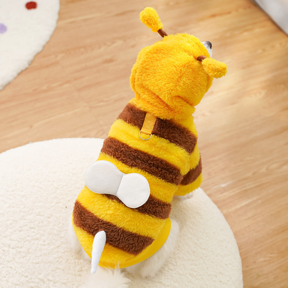 Cute Fluffy Bee Pet Costume - Warm Fleece Dog/Cat Outfit