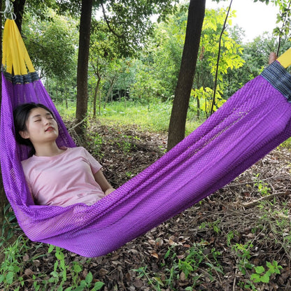 Breathable Nylon Mesh Hammock - Portable Outdoor Camping Hammock with Tree Straps