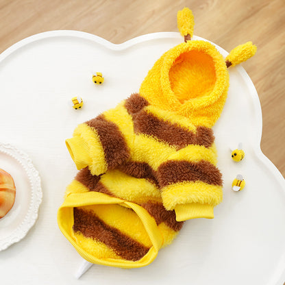 Cute Fluffy Bee Pet Costume - Warm Fleece Dog/Cat Outfit