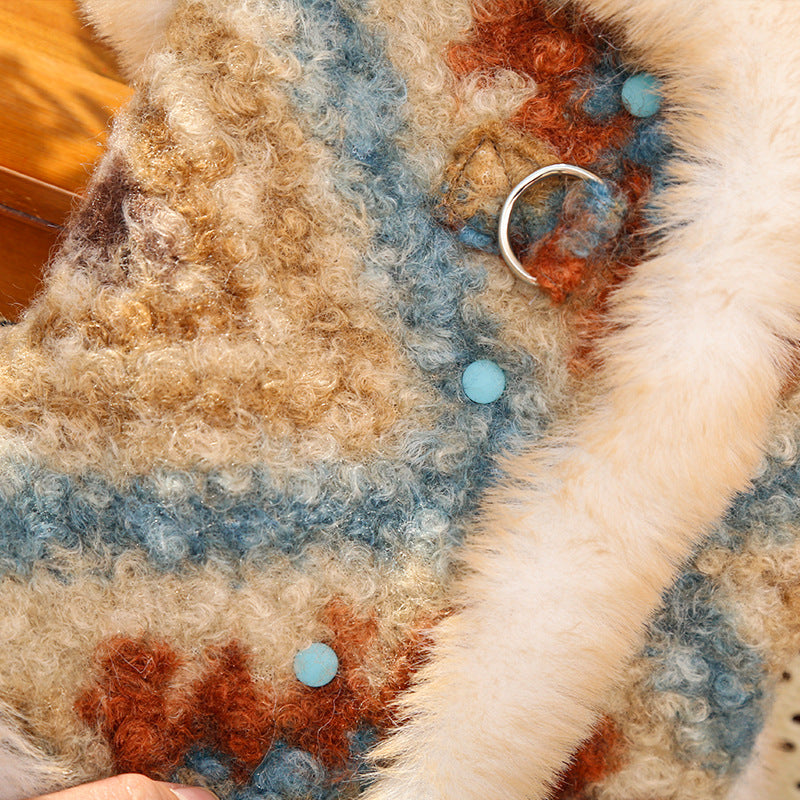 Winter Warm Pet Fair Isle Fleece Cardigan Vest - Dog Coat for Bichon/Teddy