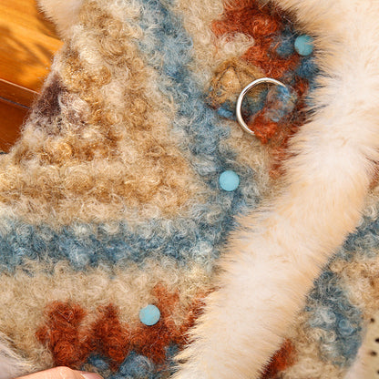 Winter Warm Pet Fair Isle Fleece Cardigan Vest - Dog Coat for Bichon/Teddy