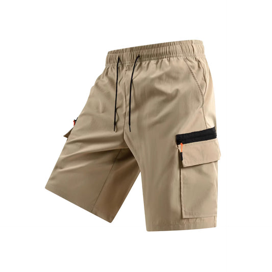 Men's Elastic Waist Cargo Shorts, Summer Breathable Multi-Pocket Casual Shorts for Outdoor & Daily