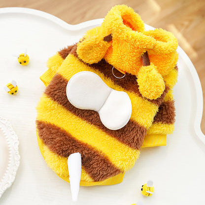 Cute Fluffy Bee Pet Costume - Warm Fleece Dog/Cat Outfit