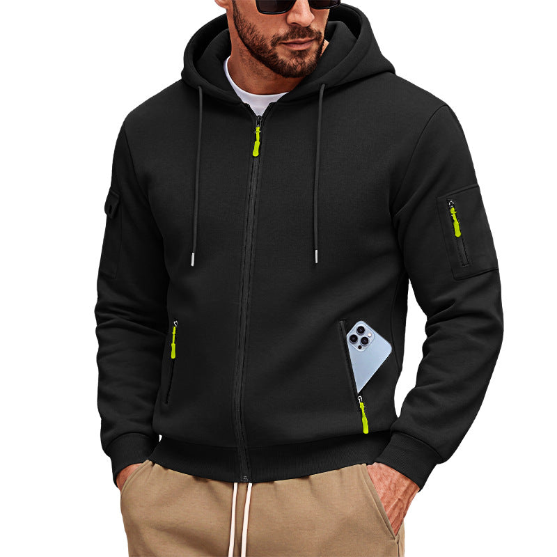 Men's Brushed Fleece Full-Zip Hoodie — Midweight Soft Layer with Zip Pockets
