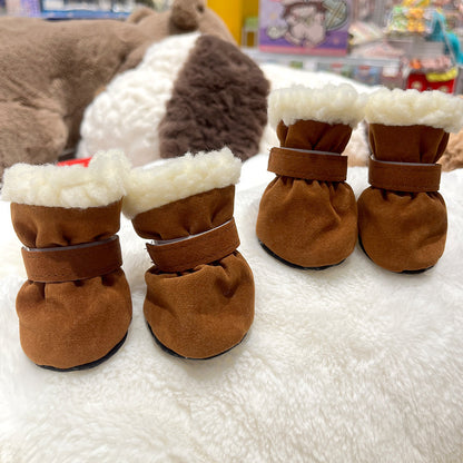 4PCS Plush Lined Dog Snow Boots-Warm, Secure & Winter-Ready Protection for Your Pet