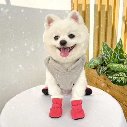 4PCS Plush Lined Dog Snow Boots-Warm, Secure & Winter-Ready Protection for Your Pet