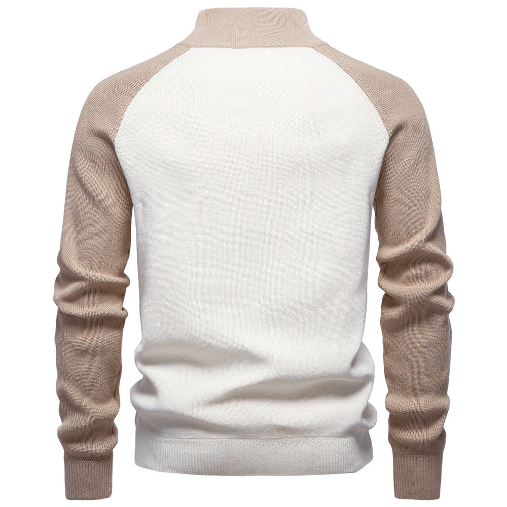 Men's Colorblock Quarter Zip Business Casual Sweater