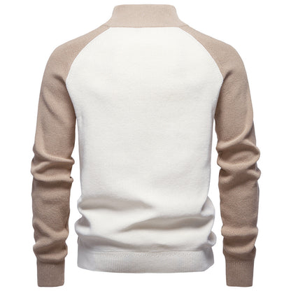 Men's Colorblock Quarter Zip Business Casual Sweater