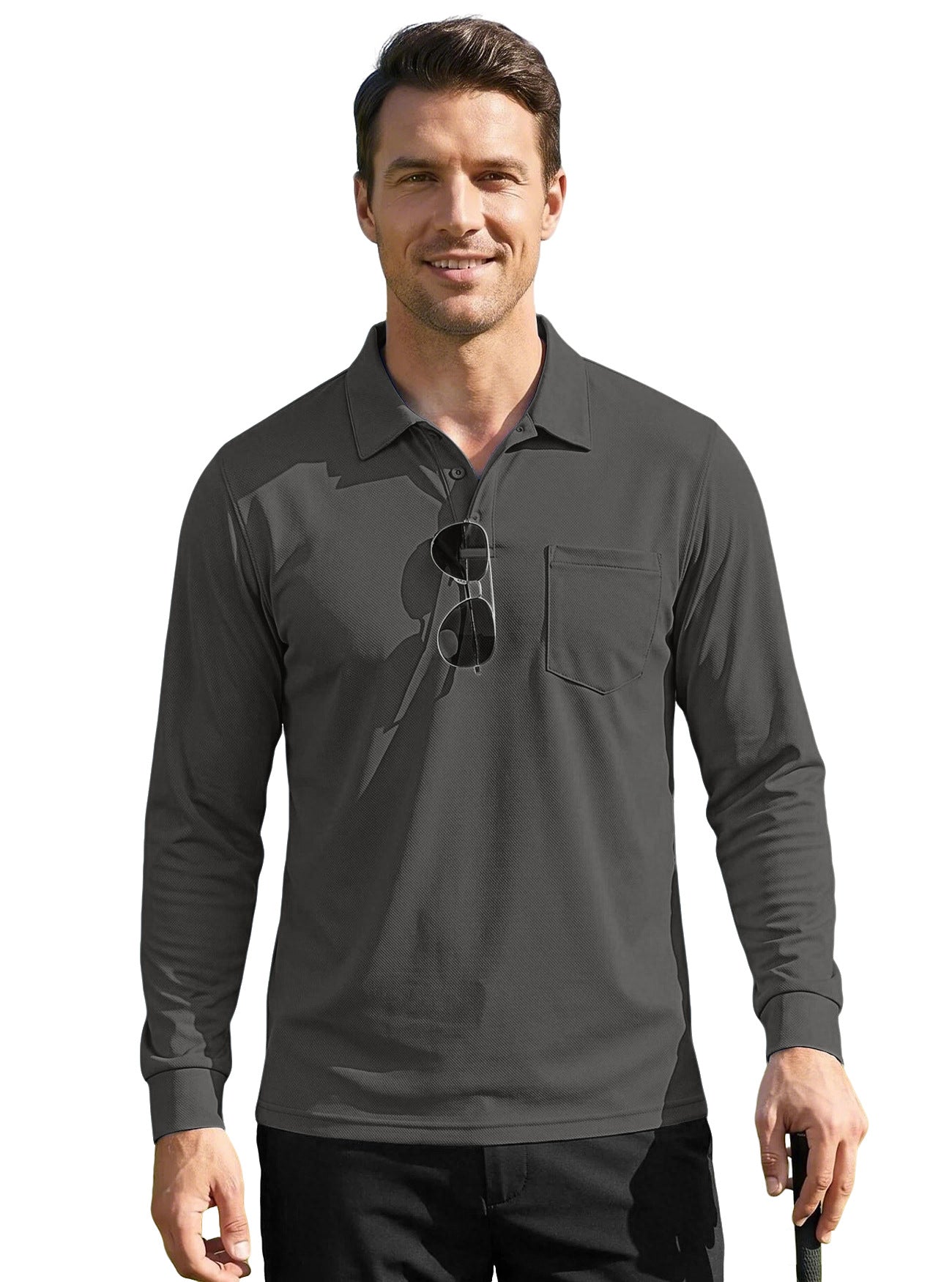 Men's Quick-Dry Birdseye Long-Sleeve Polo